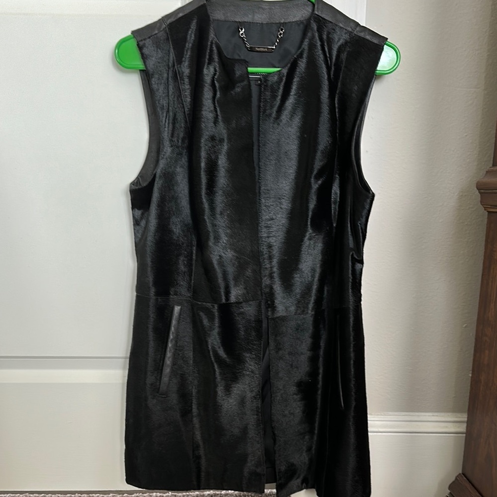 Black Sleeveless Leather Vest | Size S